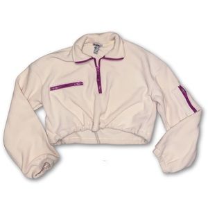 Cropped Fleece Quarter Zip with Adjustable Waistline